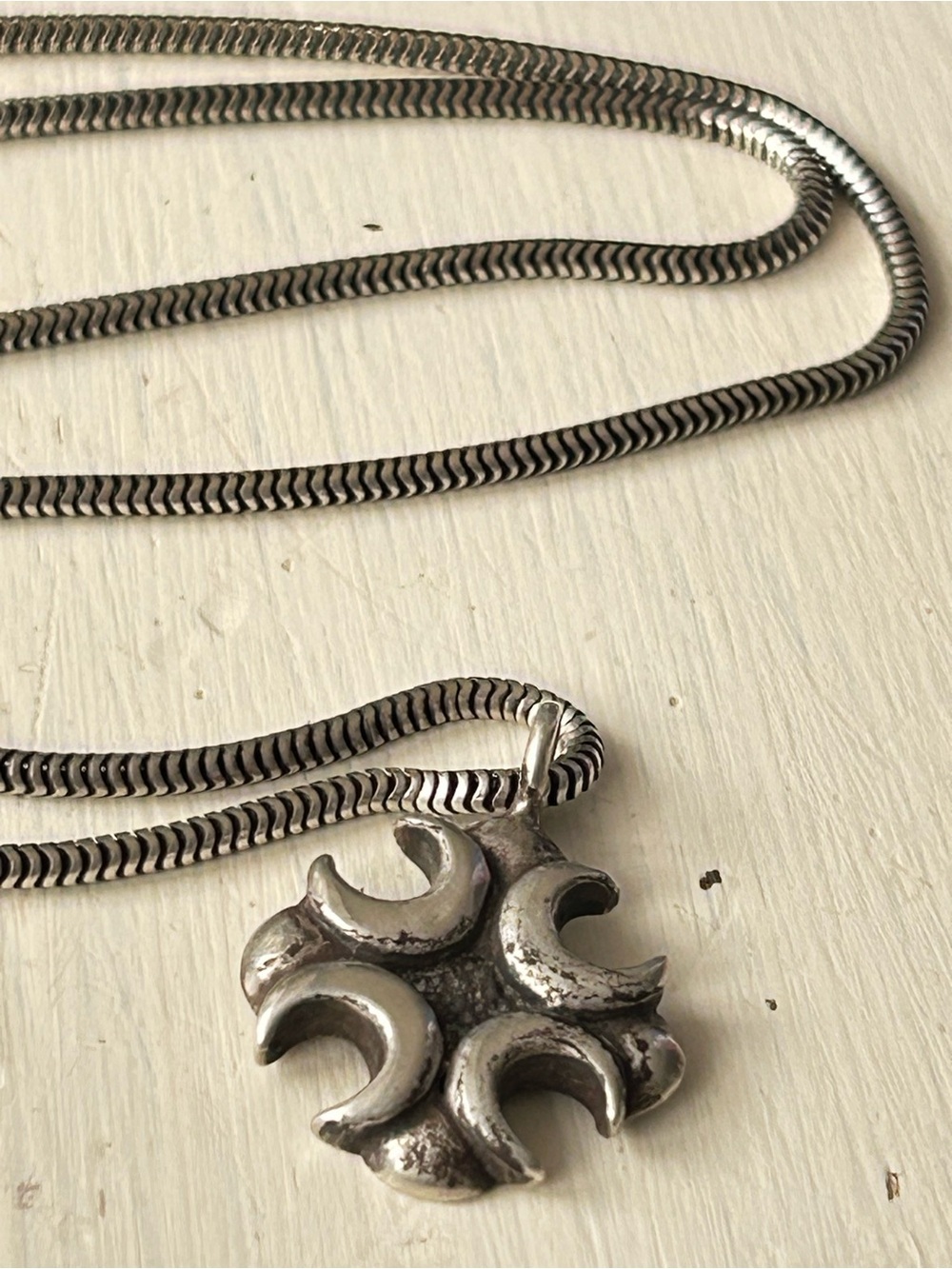 925 Italy Sterling silver snake chain with four moon pendant